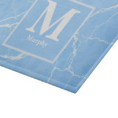 IJsblauw marmer met witte aderen monogram Snijplank (Hoek)