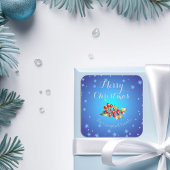 IJsblauw Rood Holly bessen Vrolijk Kerstfeest Vierkante Sticker