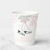 IJsblauw roze sneeuwvlokken Birthday Papieren Bekers (Voorkant)