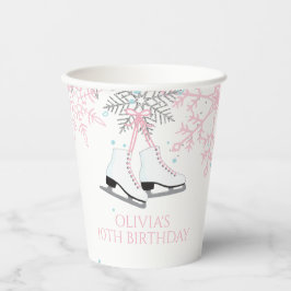 IJsblauw roze sneeuwvlokken Birthday Papieren Bekers