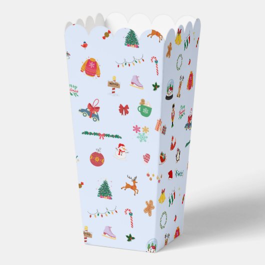 IJsblauw schattige kerst illustraties popcorn Bedankdoosjes (Achterkant)