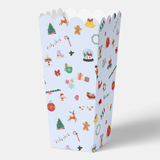 IJsblauw schattige kerst illustraties popcorn Bedankdoosjes (Voorkant)
