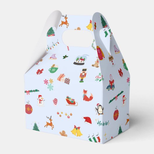 IJsblauw schattige kerstillustraties geschenkdoos Bedankdoosjes (Voorkant Zijde)