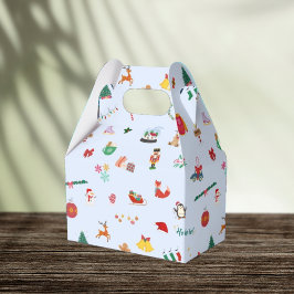 IJsblauw schattige kerstillustraties geschenkdoos Bedankdoosjes