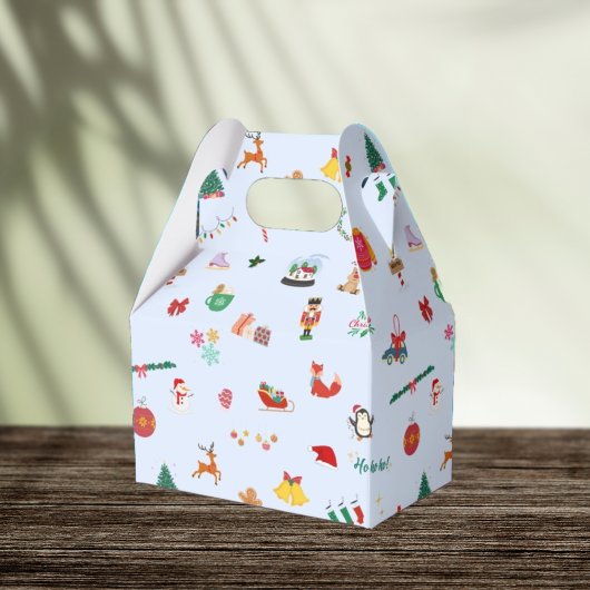 IJsblauw schattige kerstillustraties geschenkdoos Bedankdoosjes