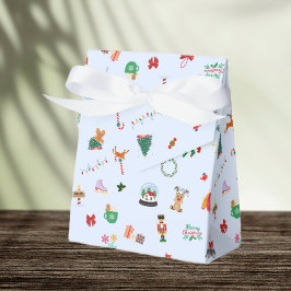 IJsblauw schattige kerstillustraties geschenkdoos Bedankdoosjes