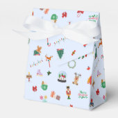IJsblauw schattige kerstillustraties geschenkdoos Bedankdoosjes (Voorkant Zijde)