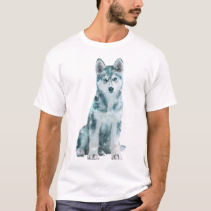 Ijsblauw Siberische Husky Portret Mannen T-shirt
