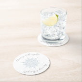 IJsblauw Sneeuwvlok Merry & Bright Ronde Kartonnen Onderzetter (Insitu)