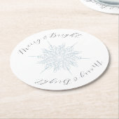 IJsblauw Sneeuwvlok Merry & Bright Ronde Kartonnen Onderzetter (Gebogen)