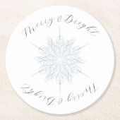 IJsblauw Sneeuwvlok Merry & Bright Ronde Kartonnen Onderzetter (Voorkant)