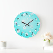 IJsblauw Sneeuwvlokpatroon Ronde wandklok (Huis)