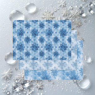 Ijsblauw sprookjesachtige wintervlokken decoupage inpakpapier vel