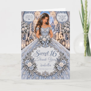 IJsblauw Sweet 16 Feest Bedankkaart