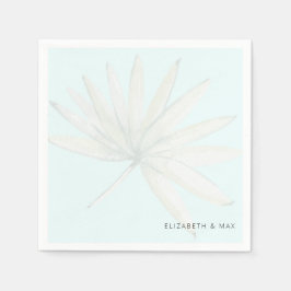 IJsblauw Tropisch Paar Namen Bruiloft Servet