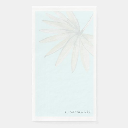 IJsblauw Tropisch Paar Namen Bruiloft Servet (Voorkant)