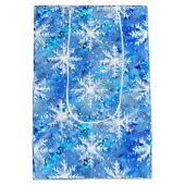 IJsblauw & Turquoise Winter Sneeuwvlok Medium Cadeauzakje (Achterkant)