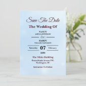 Ijsblauw Vorst Glans Design Save The Date (Staand voorkant)