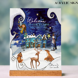 Ijsblauw Wintermagie Aangepaste Acryl Tafelkaart Bord