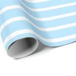 IJsblauw Wit horizontaal gestreept Cadeaupapier<br><div class="desc">IJsblauw en wit horizontaal Gestreept inpakpapier</div>