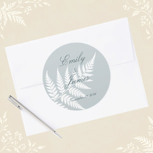 IJsblauw Witte Varens Elegante Trouw Ronde Sticker