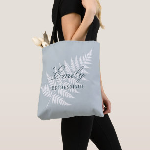 Ijsblauw Witte Varens Pastelkleurige Bruidsmeisje Tote Bag