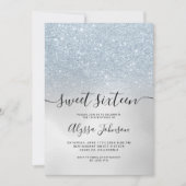 IJsblauw zilverglitter holografische foto, zoet 16 Kaart (Voorkant)