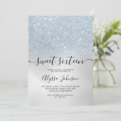 IJsblauw zilverglitter holografische foto, zoet 16 Kaart (Staand voorkant)