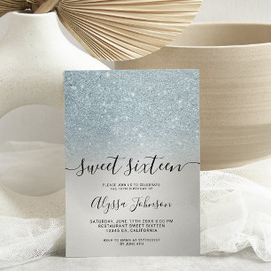 IJsblauw zilverglitter holografische foto, zoet 16 Kaart