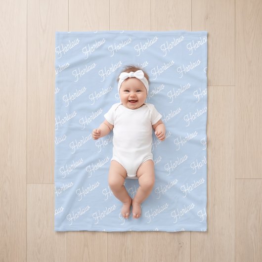 Ijsblauwe aangepaste kindernaam herhaling fleece deken
