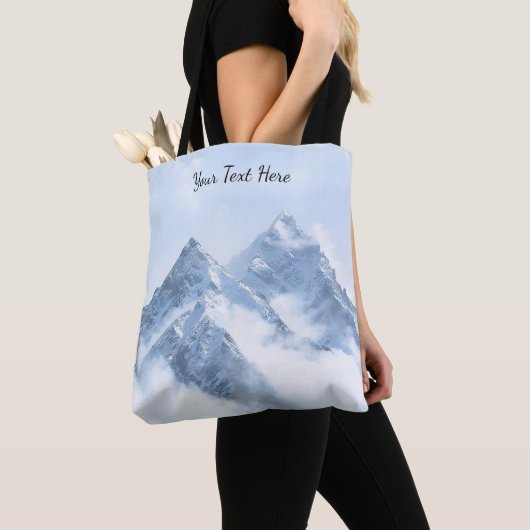 IJsblauwe besneeuwde bergtoppen Tote Bag (Dichtbij)