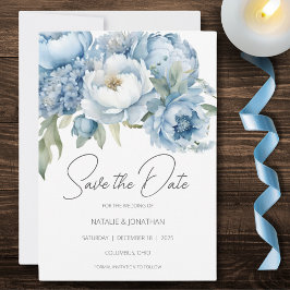 Ijsblauwe bloemen  save the date