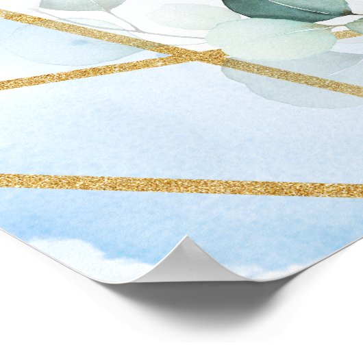 IJsblauwe bloemeneucalyptus & gouden lijst welkom Poster (Hoek)