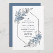 IJsblauwe botanische bruiloft Kaart (Voorkant / Achterkant)