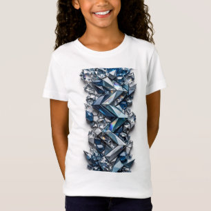 Ijsblauwe diamant 3D-kristalmozaïek T-shirt