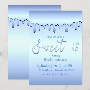 Ijsblauwe druppel Winterwonderland Sweet 16 Zestie Kaart