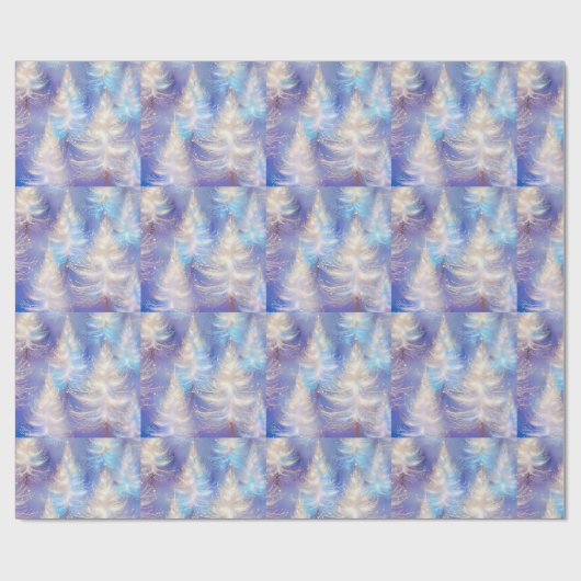 IJsblauwe en gouden bomen moderne kerst Cadeaupapier (Vlak)