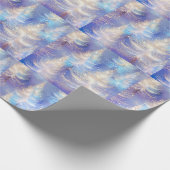 IJsblauwe en gouden bomen moderne kerst Cadeaupapier (Hoek)