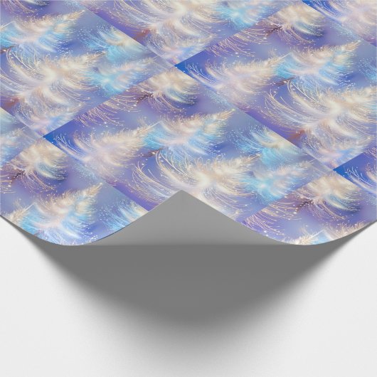 IJsblauwe en gouden bomen moderne kerst Cadeaupapier (Hoek)