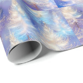 IJsblauwe en gouden bomen moderne kerst Cadeaupapier (Rol Hoek)