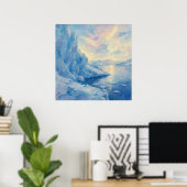 Ijsblauwe Gletsjer - Impressionistische Schilderst Poster (Thuiskantoor)