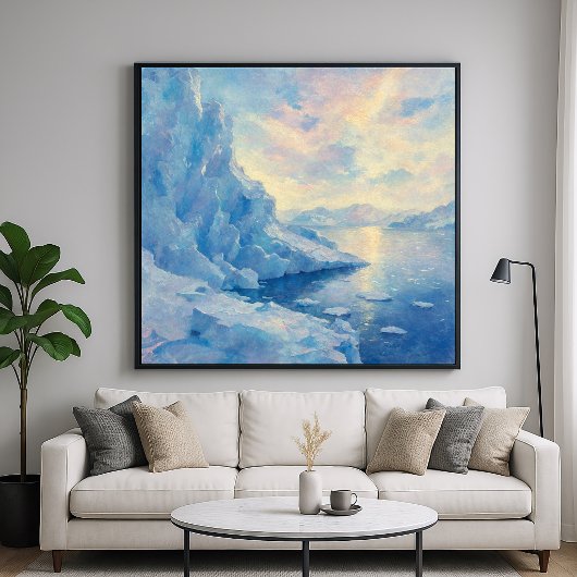 Ijsblauwe Gletsjer - Impressionistische Schilderst Poster