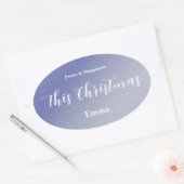 Ijsblauwe Glitter Kerststicker - Persoonlijk Ovale Sticker (Envelop)