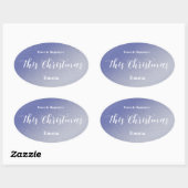 Ijsblauwe Glitter Kerststicker - Persoonlijk Ovale Sticker (Vel)