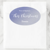 Ijsblauwe Glitter Kerststicker - Persoonlijk Ovale Sticker (Tas)