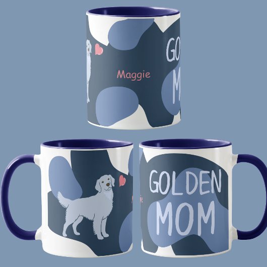 Ijsblauwe Goud Retriever Aangepaste Naam – Gouden  Mok