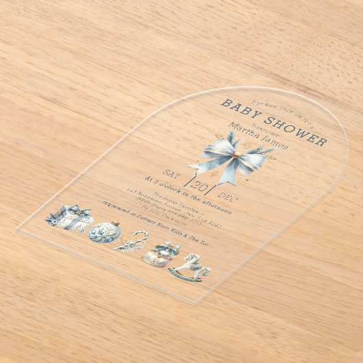 Ijsblauwe Kerst Coquette baby shower Acryl Uitnodigingen (Laagn)