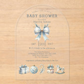 Ijsblauwe Kerst Coquette baby shower Acryl Uitnodigingen (Voorkant)