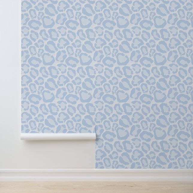 Ijsblauwe Luipaardprint Behang (Applicatie)