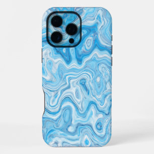 Ijsblauwe marmertextuur abstract vloeibaar iPhone 16 pro max hoesje